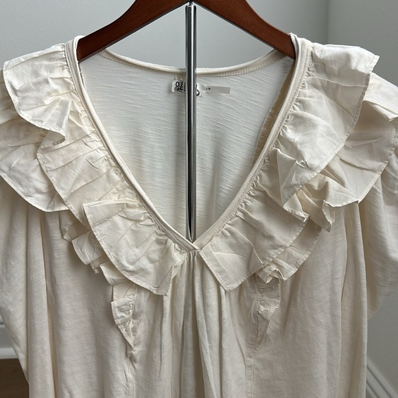 Anthropologie ruffled long sleeve top 100% cotton - Picture 3 of 7